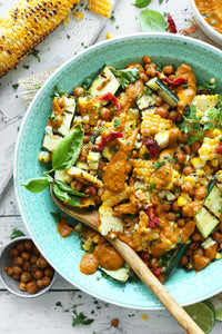 Grilled Corn & Zucchini Salad with Sun-Dried Tomato Vinaigrette