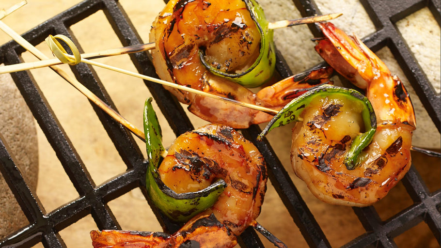 Grilled Sesame Ginger Shrimp with Snow Peas