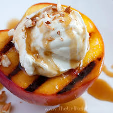 Grilled Mascarpone Peaches with Salted Bourbon Caramel