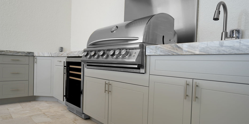 Outdoor kitchen HDPE - Gray color, gray granite countertop
