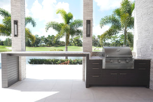 Outdoor Kitchen with grill and beautiful countertop