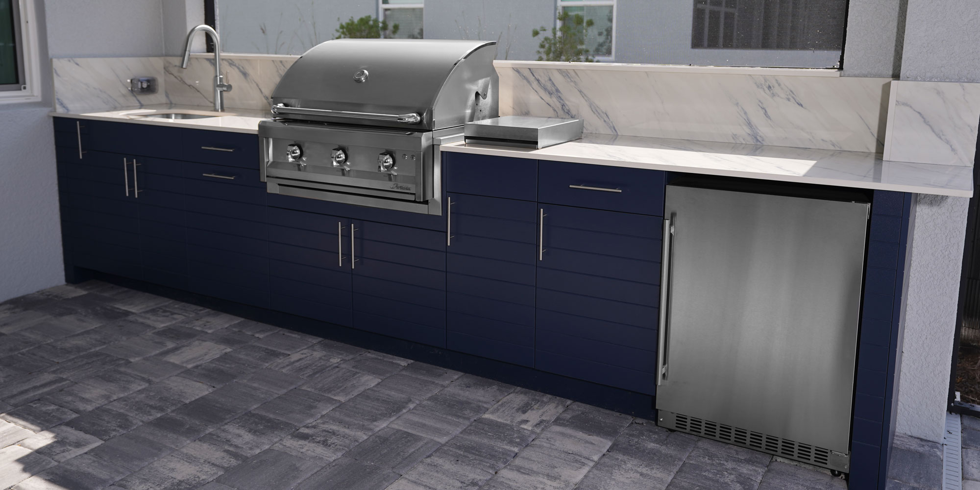 One-wall Outdoor Kitchen in Sarasota, FL - Project #93 2 Indigo outdoor cabinets